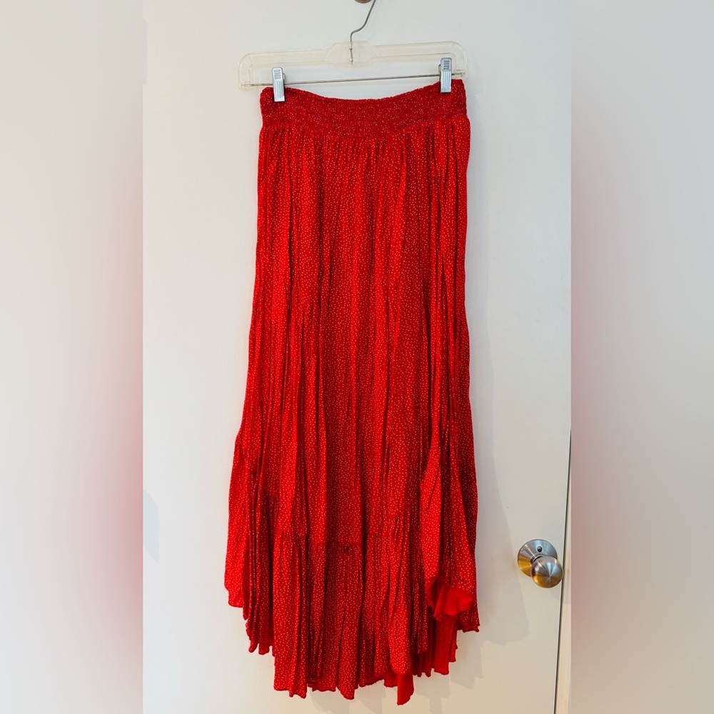 Free People Red and White Polka Dot Maxi Skirt and Top Set - Picture 3 of 6